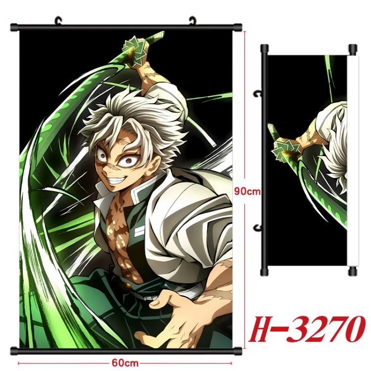 Demon Slayer Kimets Anime Black Plastic Rod Canvas Painting Wall Scroll 60X90CM H-3270
