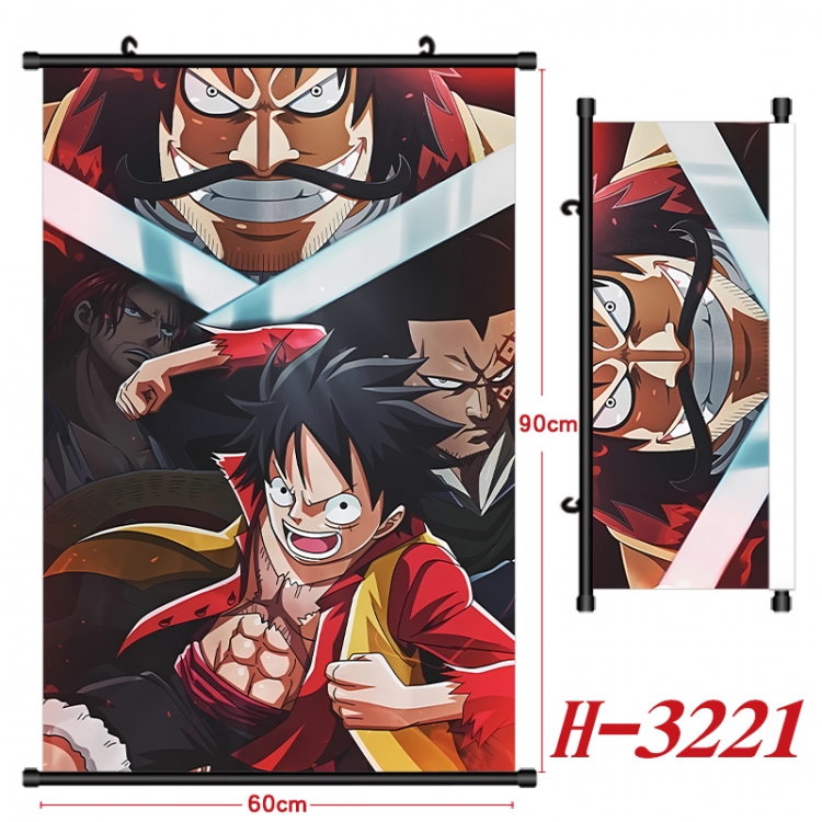 One Piece Anime Black Plastic Rod Canvas Painting Wall Scroll 60X90CM H-3221