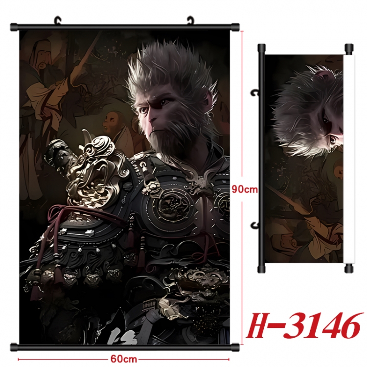 Black Myth Anime Black Plastic Rod Canvas Painting Wall Scroll 60X90CM H-3146