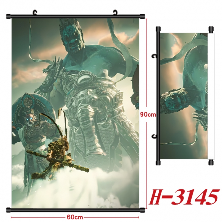 Black Myth Anime Black Plastic Rod Canvas Painting Wall Scroll 60X90CM H-3145