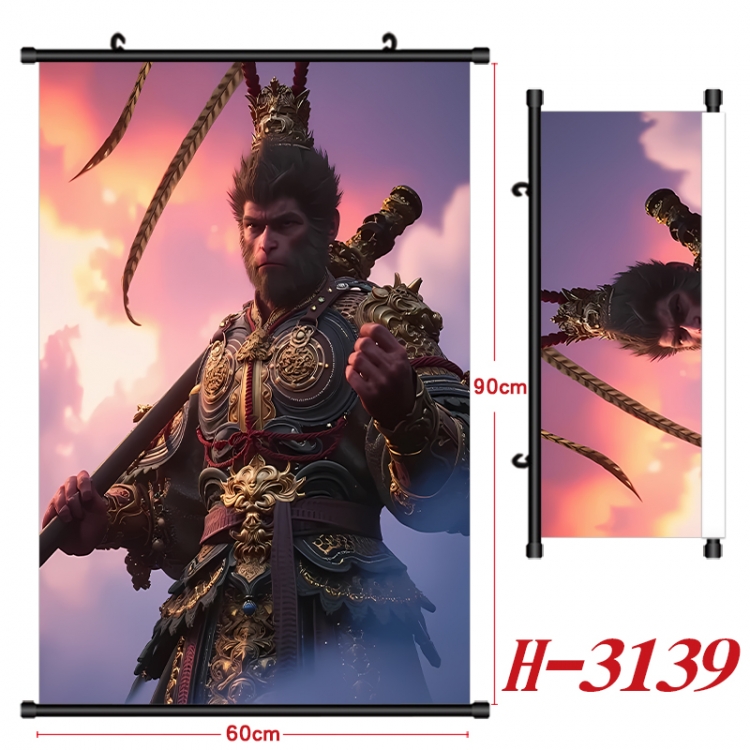 Black Myth Anime Black Plastic Rod Canvas Painting Wall Scroll 60X90CM H-3139