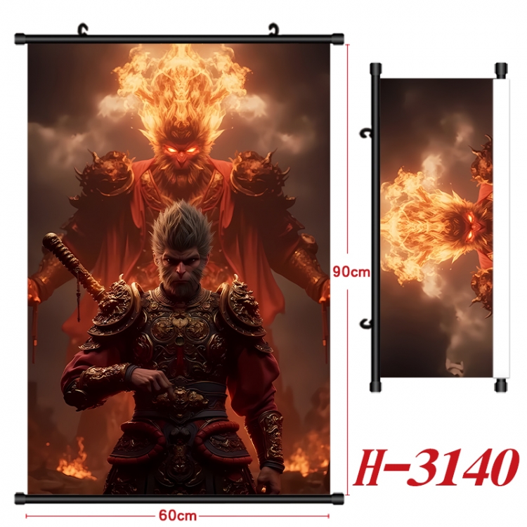 Black Myth Anime Black Plastic Rod Canvas Painting Wall Scroll 60X90CM H-3140