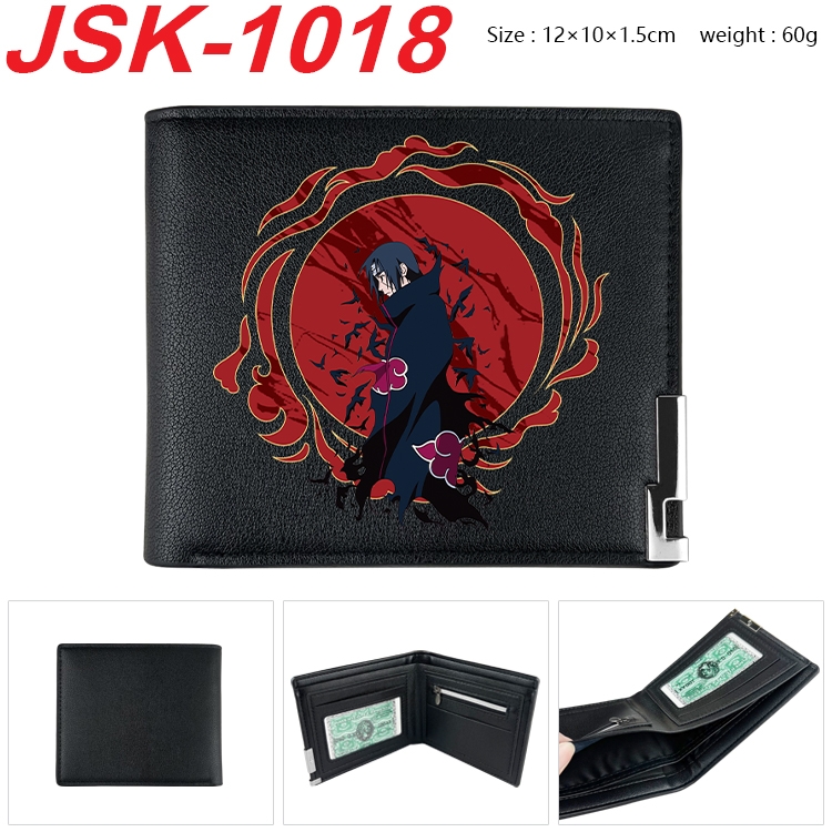 Naruto Animation magnetic buckle black leather wallet 12X10X1.5CM  JSK-1018