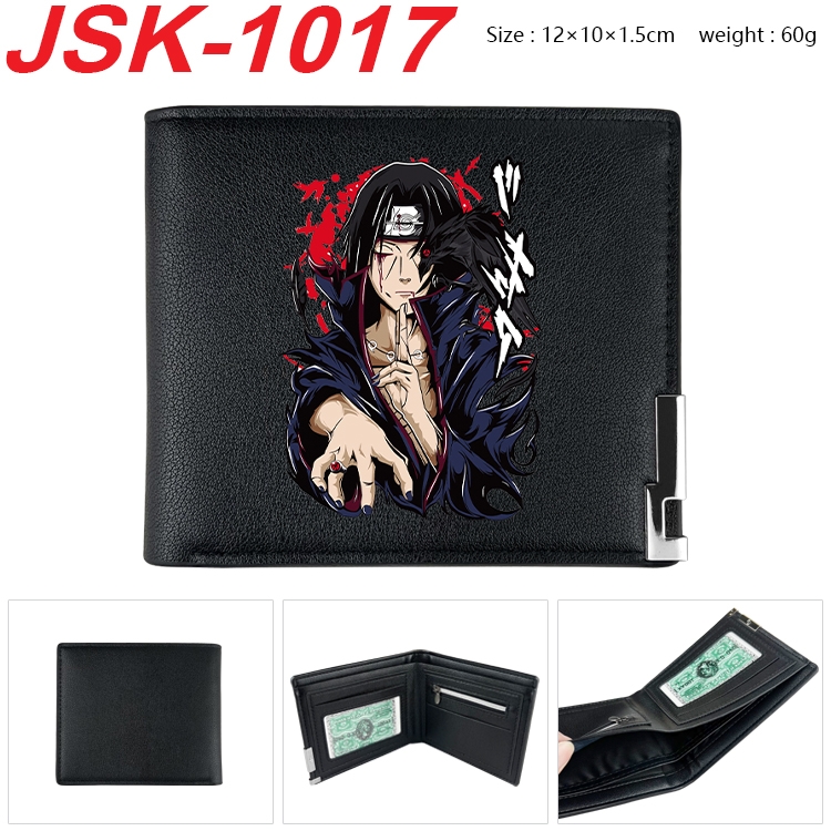 Naruto Animation magnetic buckle black leather wallet 12X10X1.5CM   JSK-1017