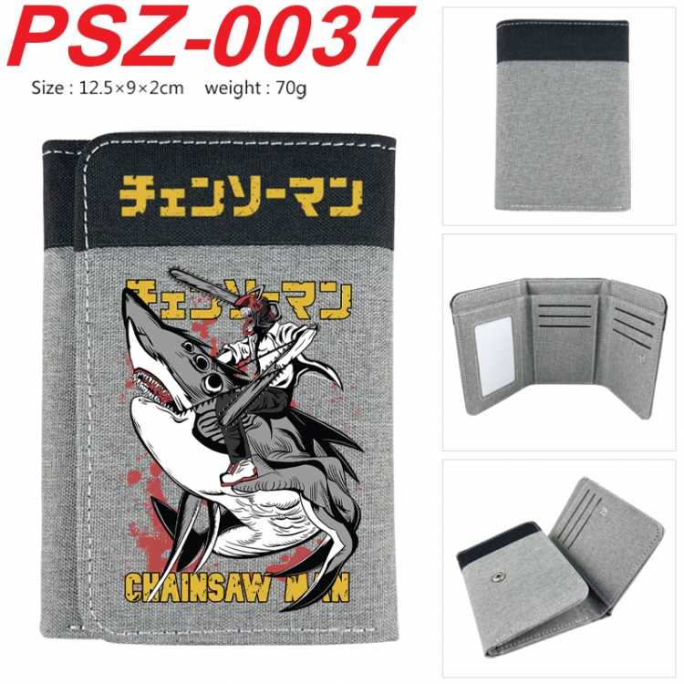 Chainsaw man Anime color blocked three fold concealed wallet 12.5X9X2CM 70G  PSZ-0037