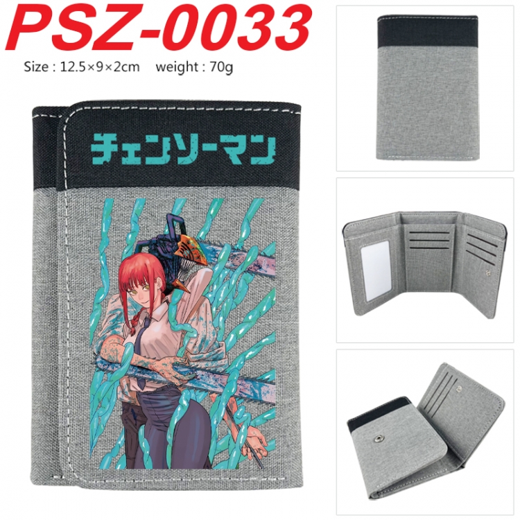 Chainsaw man Anime color blocked three fold concealed wallet 12.5X9X2CM 70G  PSZ-0033