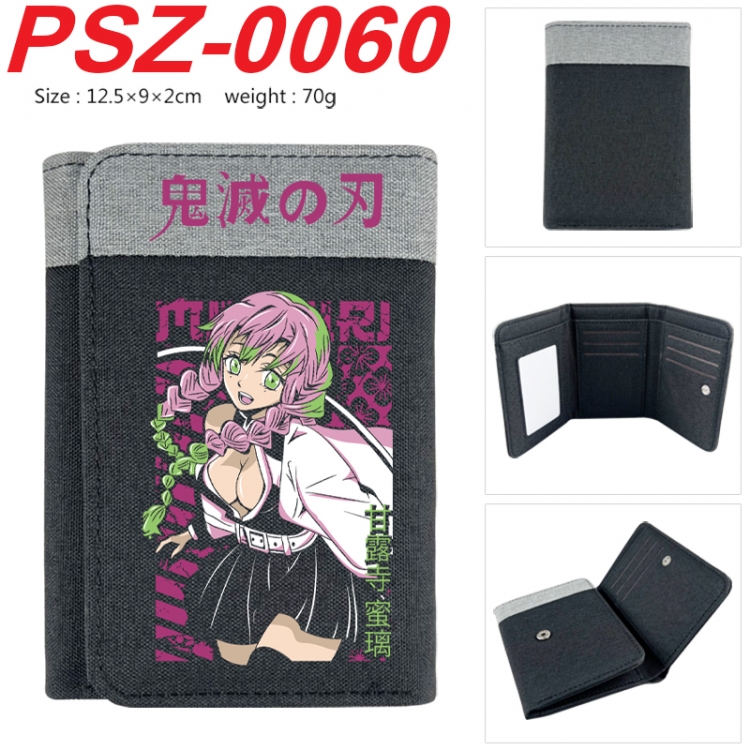 Demon Slayer Kimets Anime color blocked three fold concealed wallet 12.5X9X2CM 70G PSZ-0060
