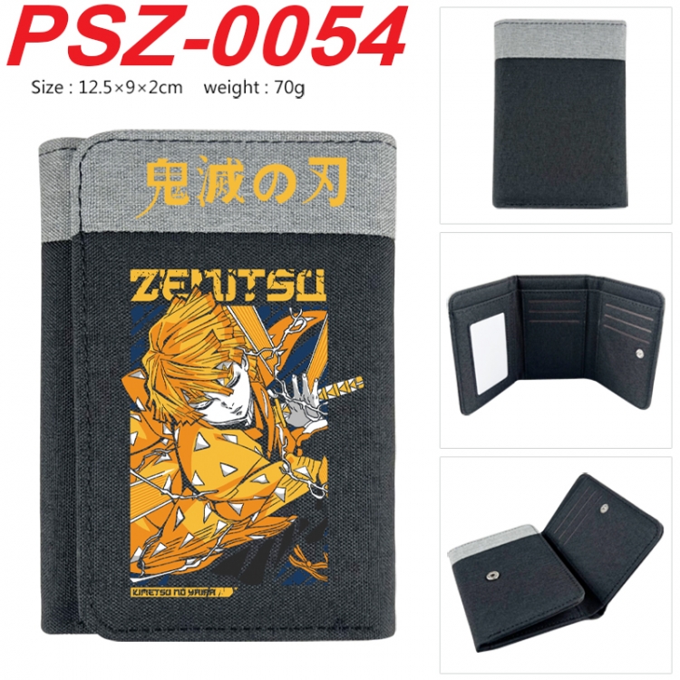 Demon Slayer Kimets Anime color blocked three fold concealed wallet 12.5X9X2CM 70G PSZ-0054