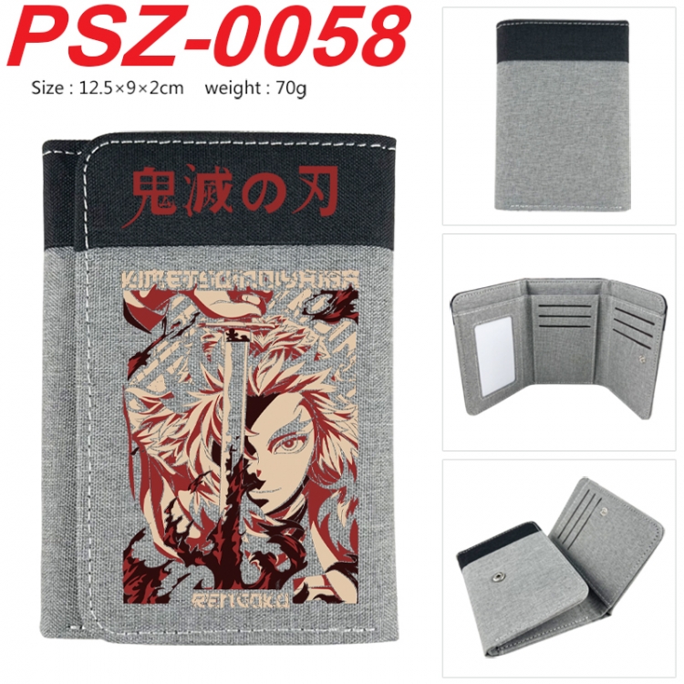 Demon Slayer Kimets Anime color blocked three fold concealed wallet 12.5X9X2CM 70G PSZ-0058