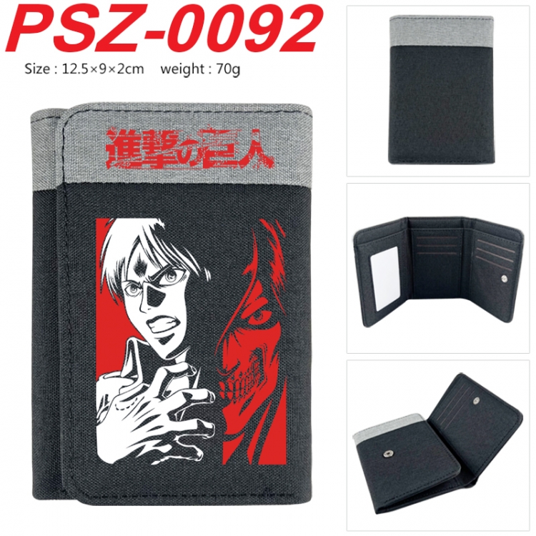 Shingeki no Kyojin Anime color blocked three fold concealed wallet 12.5X9X2CM 70G