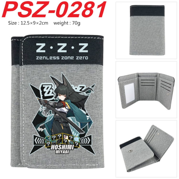 Zenless Zone Zero Anime color blocked three fold concealed wallet 12.5X9X2CM 70G  PSZ-0281