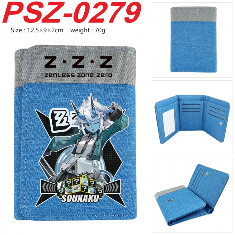 Zenless Zone Zero Anime color blocked three fold concealed wallet 12.5X9X2CM 70G PSZ-0279