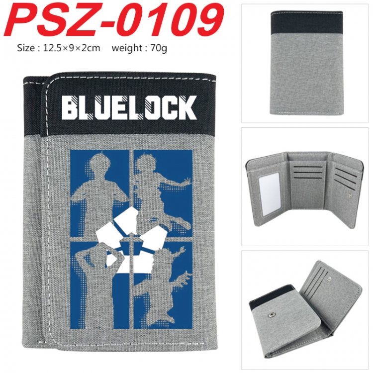 BLUE LOCK Anime color blocked three fold concealed wallet 12.5X9X2CM 70G