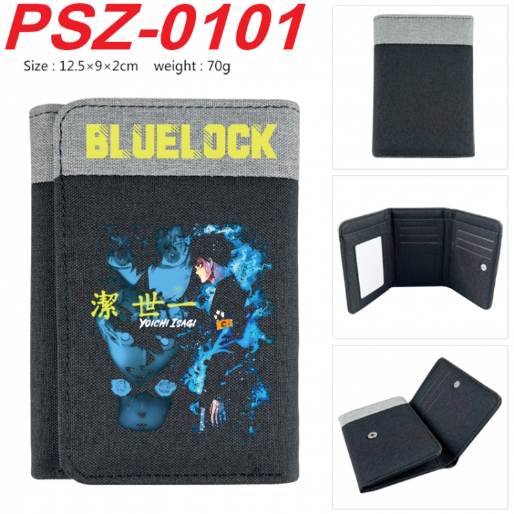 BLUE LOCK Anime color blocked three fold concealed wallet 12.5X9X2CM 70G