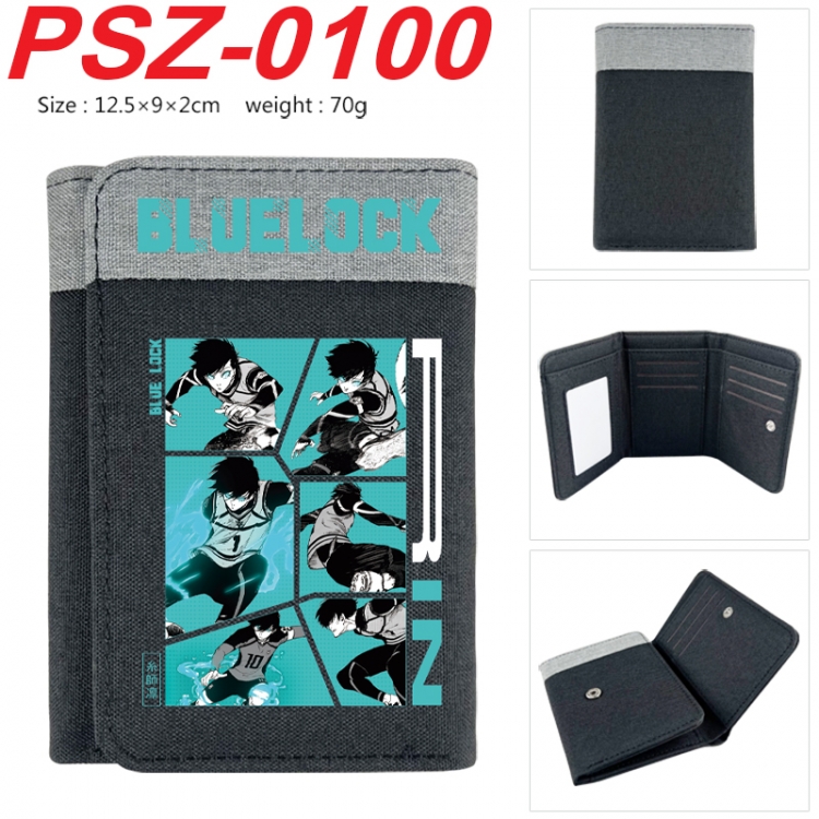 BLUE LOCK Anime color blocked three fold concealed wallet 12.5X9X2CM 70G