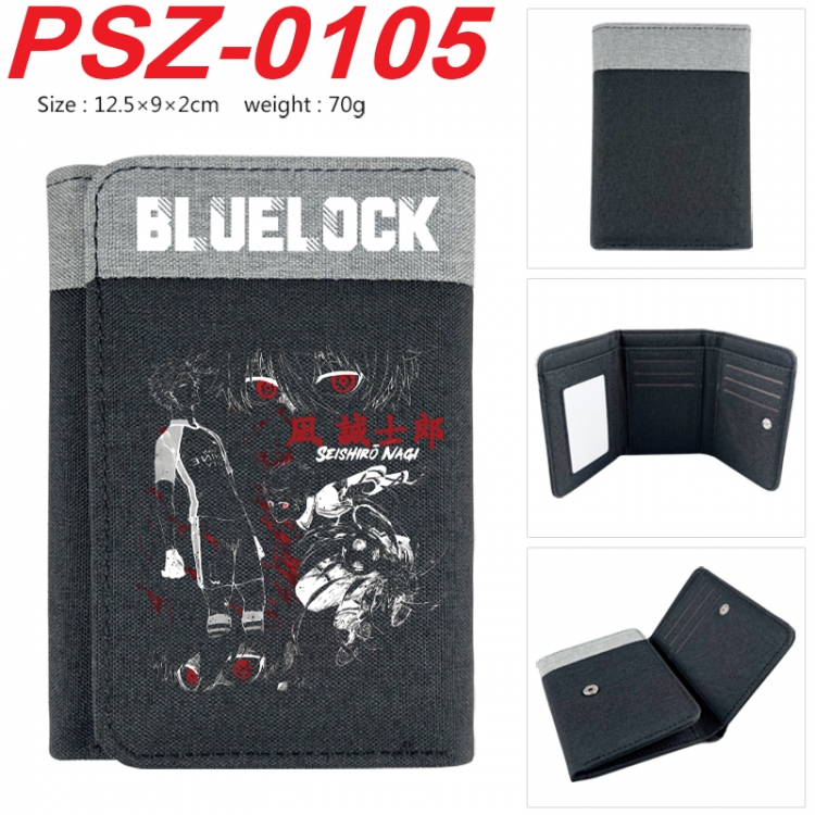 BLUE LOCK Anime color blocked three fold concealed wallet 12.5X9X2CM 70G
