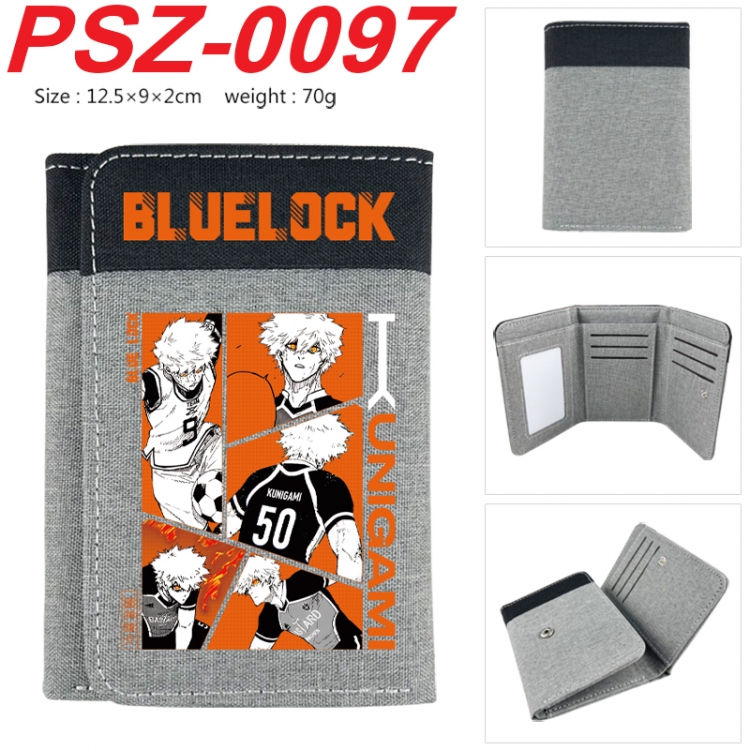 BLUE LOCK Anime color blocked three fold concealed wallet 12.5X9X2CM 70G