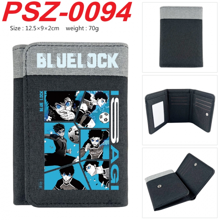 BLUE LOCK Anime color blocked three fold concealed wallet 12.5X9X2CM 70G