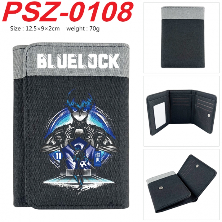 BLUE LOCK Anime color blocked three fold concealed wallet 12.5X9X2CM 70G