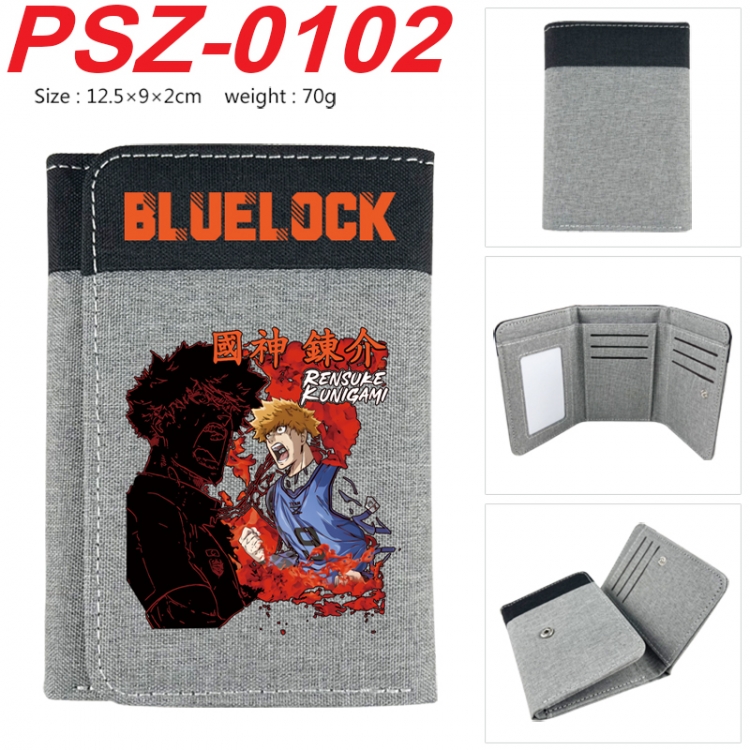 BLUE LOCK Anime color blocked three fold concealed wallet 12.5X9X2CM 70G