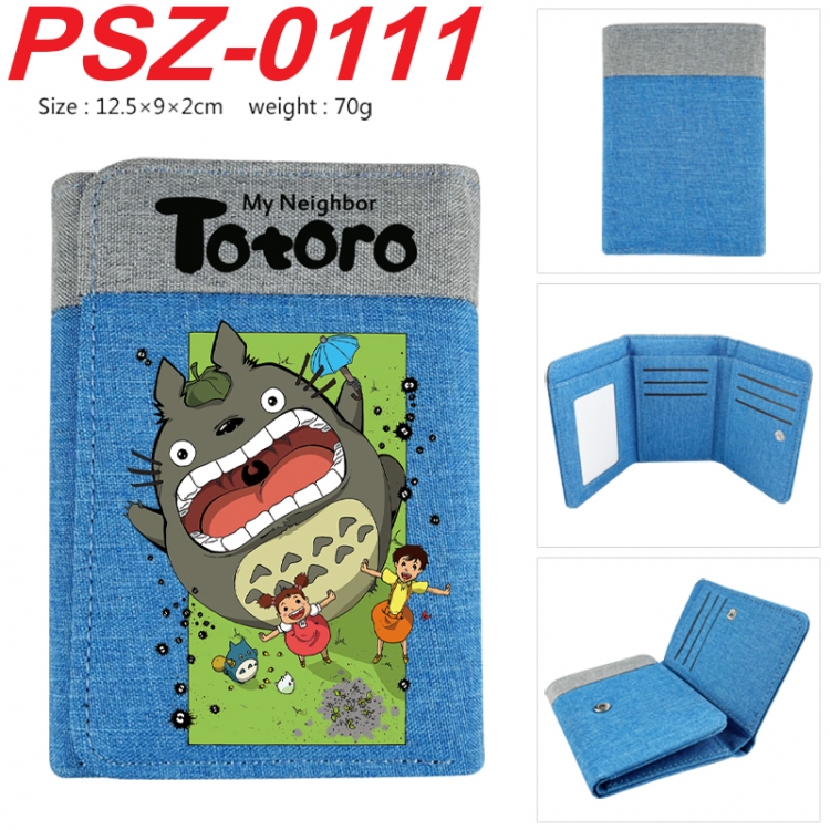 TOTORO Anime color blocked three fold concealed wallet 12.5X9X2CM 70G