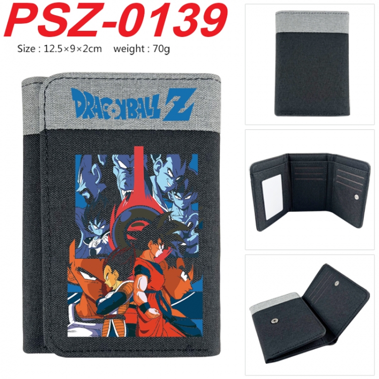 DRAGON BALL Anime color blocked three fold concealed wallet 12.5X9X2CM 70G