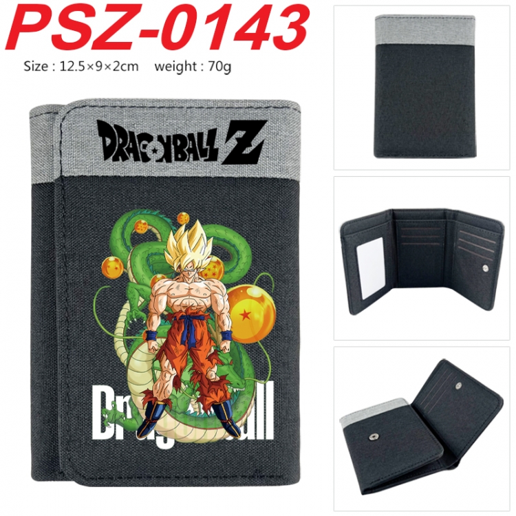 DRAGON BALL Anime color blocked three fold concealed wallet 12.5X9X2CM 70G