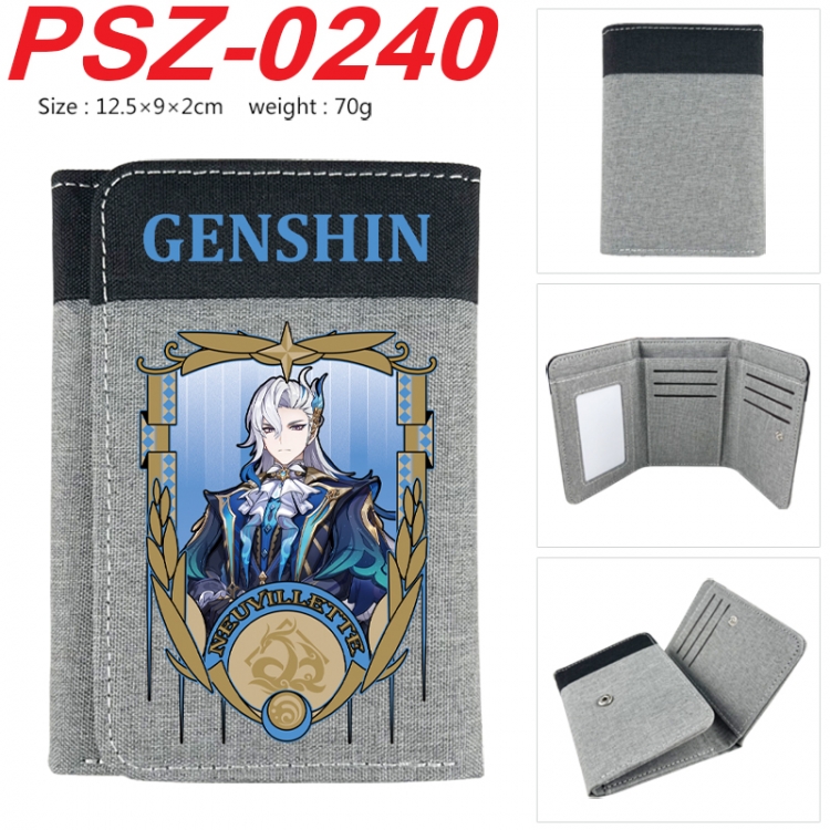Genshin Impact Anime color blocked three fold concealed wallet 12.5X9X2CM 70G