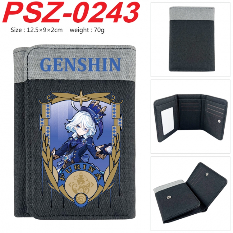 Genshin Impact Anime color blocked three fold concealed wallet 12.5X9X2CM 70G