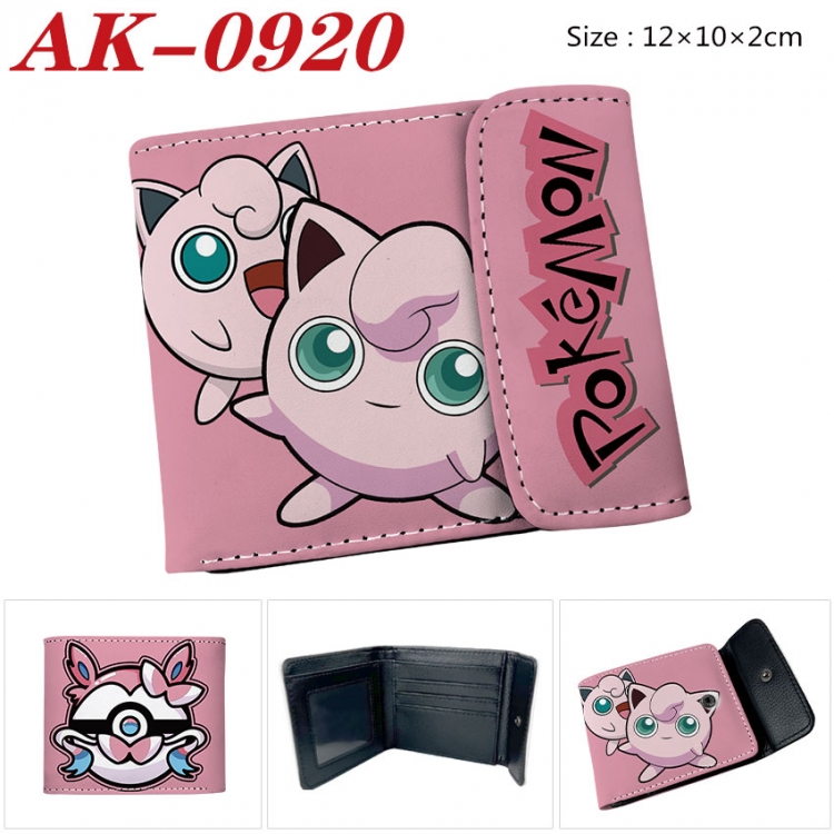 Pokemon Anime PU leather full color buckle two fold wallet 12X10X2CM  ak-0920