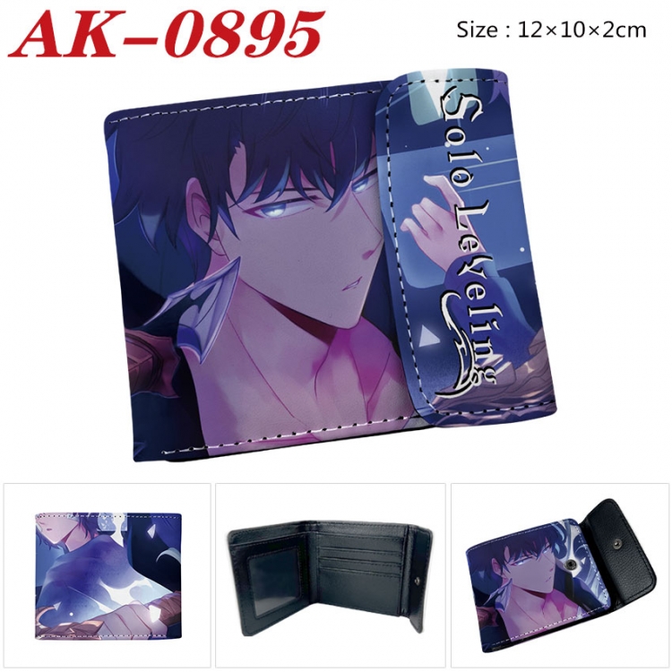 Solo Leveling:Arise Anime PU leather full color buckle two fold wallet 12X10X2CM