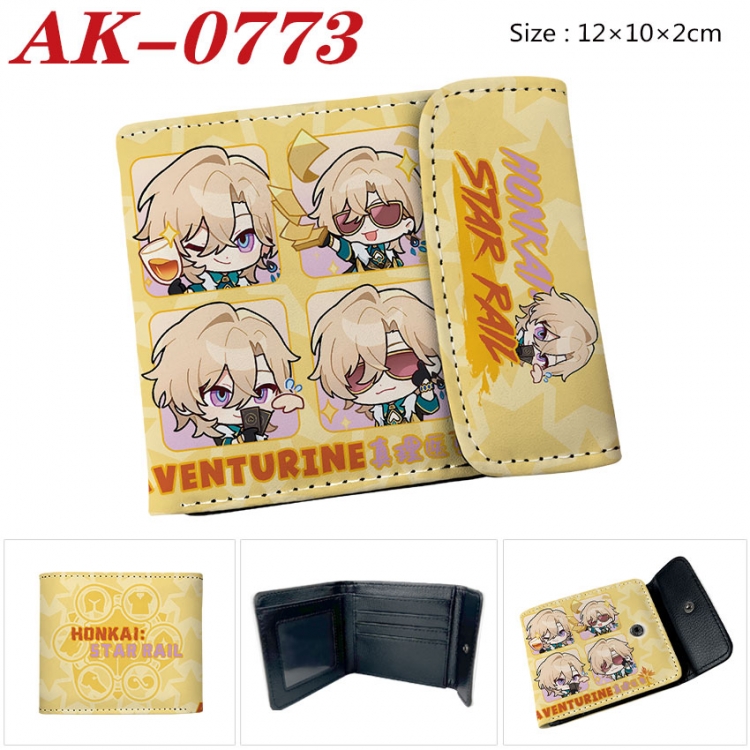 Honkai: Star Rail Anime PU leather full color buckle two fold wallet 12X10X2CM ak-0773