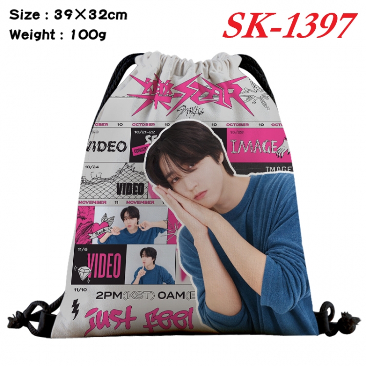 straykids cartoon Waterproof Nylon Full Color Drawstring Pocket 39x32cm SK-1397