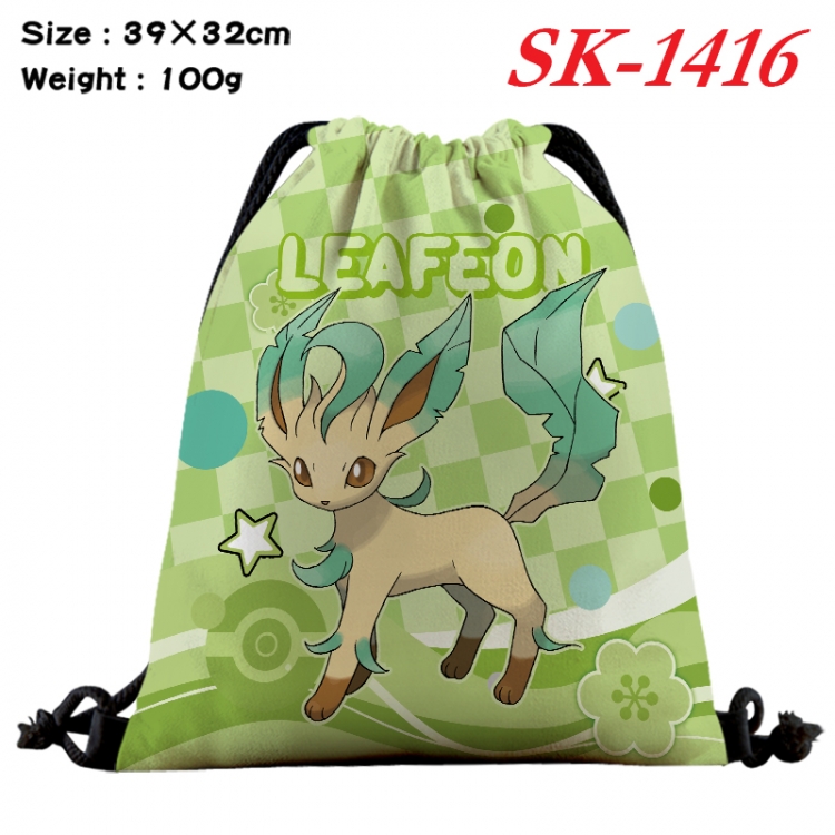 Pokemon cartoon Waterproof Nylon Full Color Drawstring Pocket 39x32cm SK-1416