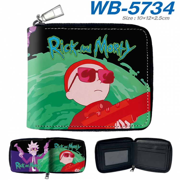 Rick and Morty Anime color short full zip folding wallet 10x12x2.5cm WB-5734