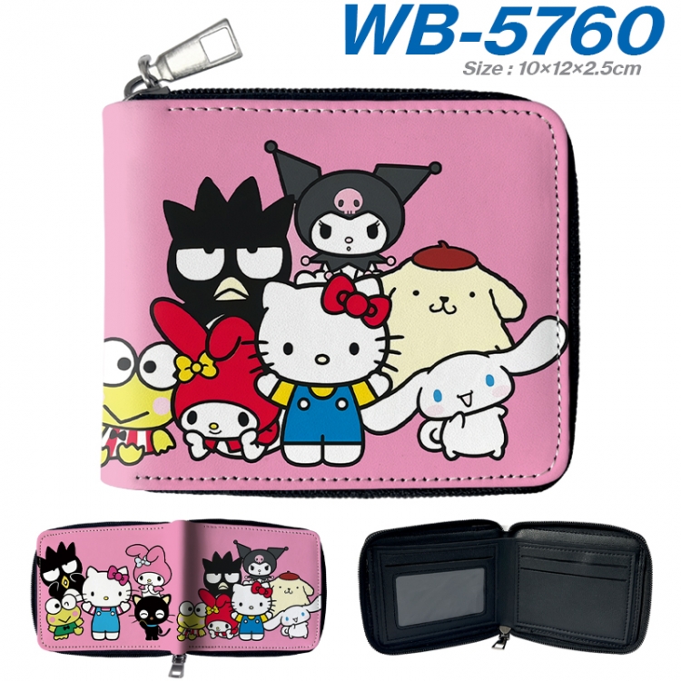 sanrio Anime color short full zip folding wallet 10x12x2.5cm WB-5760