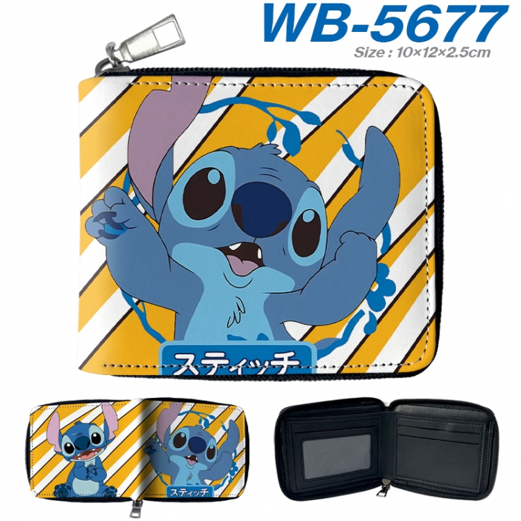 Lilo & Stitch Anime color short full zip folding wallet 10x12x2.5cm