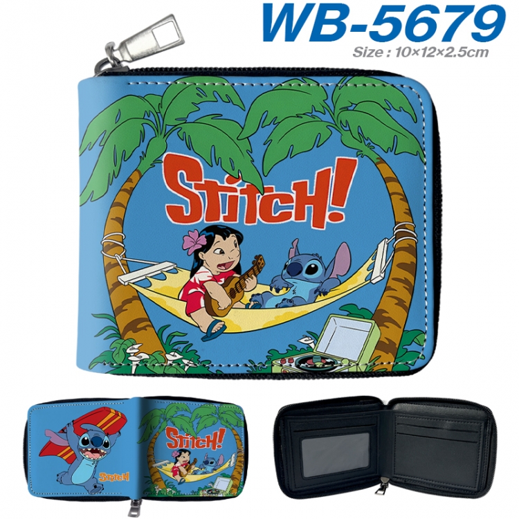 Lilo & Stitch Anime color short full zip folding wallet 10x12x2.5cm