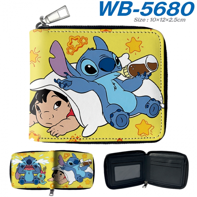 Lilo & Stitch Anime color short full zip folding wallet 10x12x2.5cm
