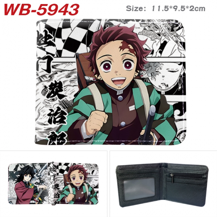 Demon Slayer Kimets Animation color PU leather half fold wallet 11.5X9X2CM WB-5943