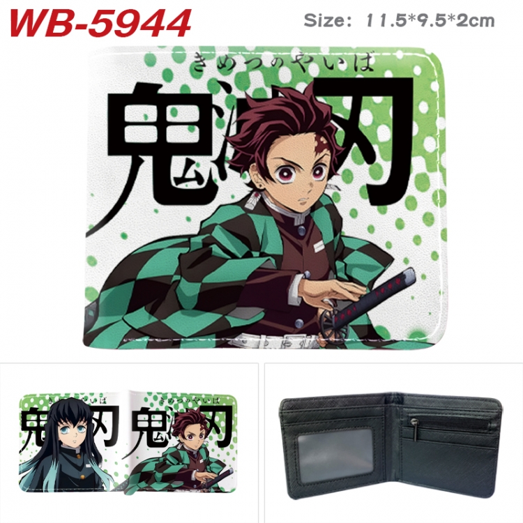 Demon Slayer Kimets Animation color PU leather half fold wallet 11.5X9X2CM WB-5944