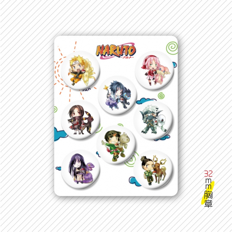 Naruto Anime cartoon tinplate set combination chest badge brooch 32mm a set of 8 price for 5 set