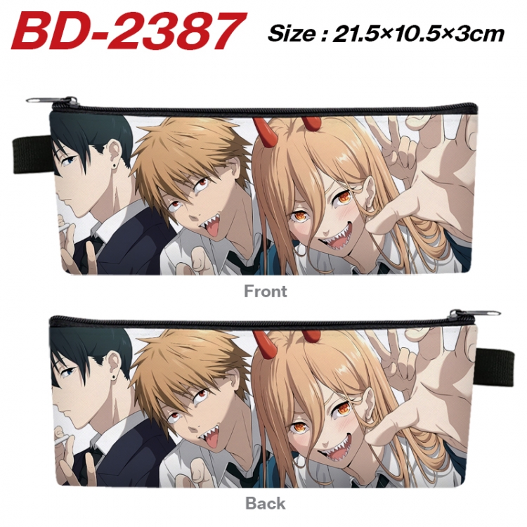Chainsaw man Anime PU Leather Zipper Pencil Case Stationery Box 21.5X10.5X3CM   BD-2387