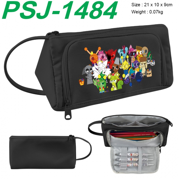 Sprunki Anime canvas triangular pencil case 21x10x9cm