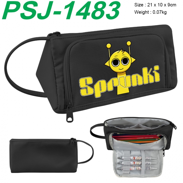 Sprunki Anime canvas triangular pencil case 21x10x9cm