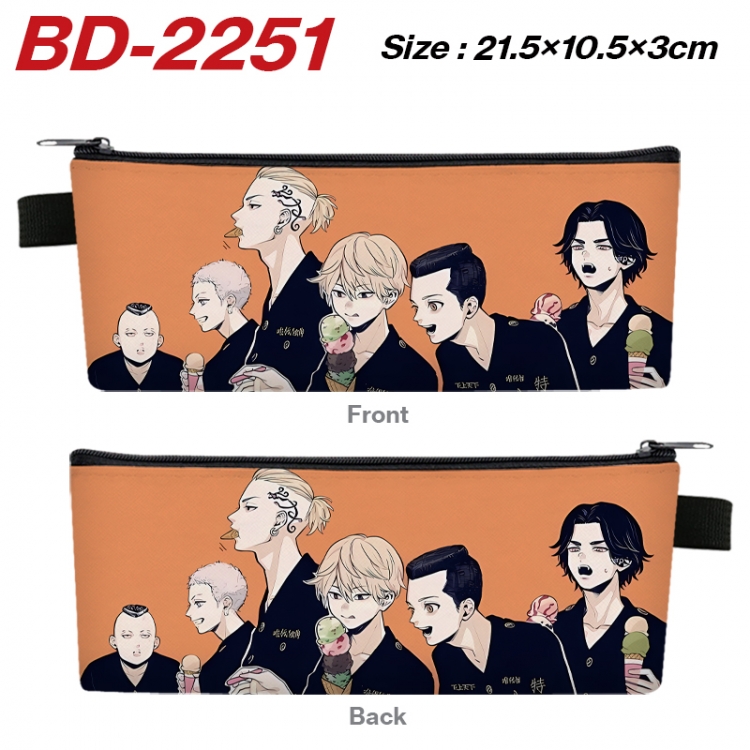 Tokyo Revengers Anime PU Leather Zipper Pencil Case Stationery Box 21.5X10.5X3CM  BD-2251