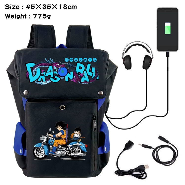 DRAGON BALL Anime Canvas Bucket Data Cable Backpack School Bag 45X35X18CM 775G