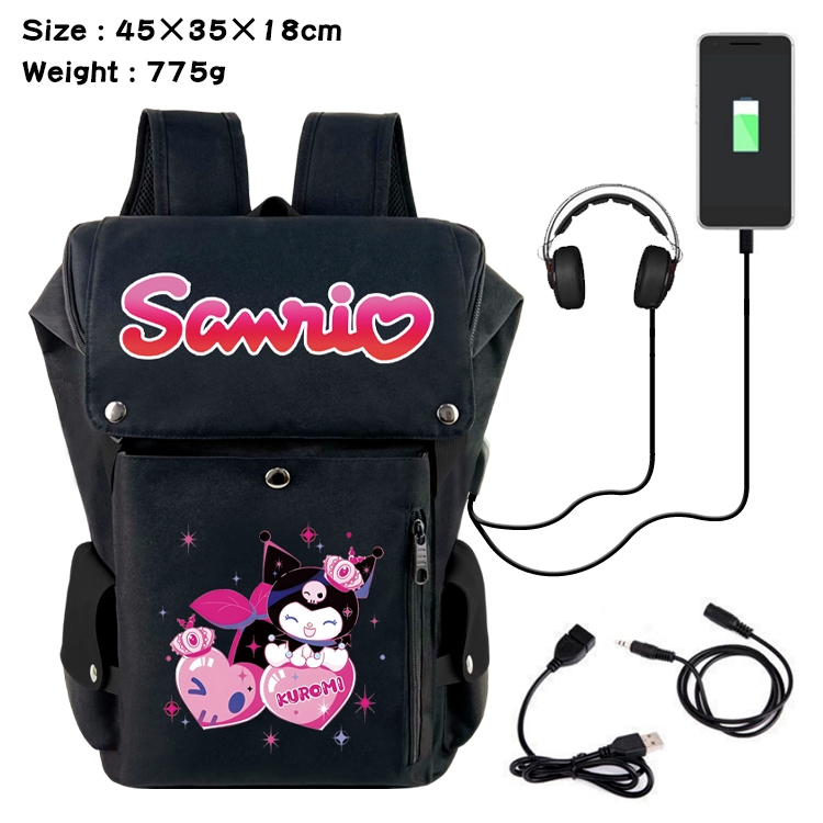 sanrio Anime Canvas Bucket Data Cable Backpack School Bag 45X35X18CM 775G