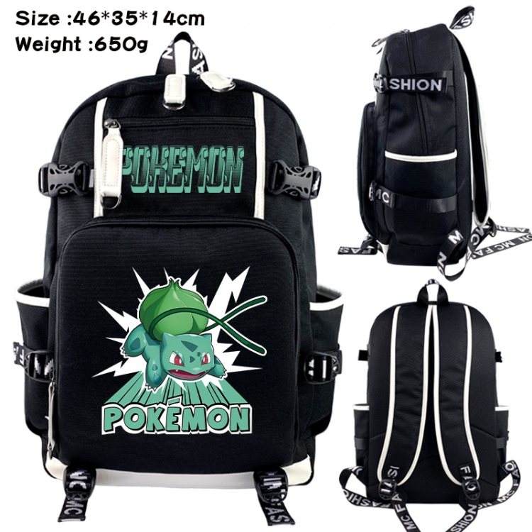 Pokemon Data USB backpack Cartoon printed student backpack 46X35X14CM 650G
