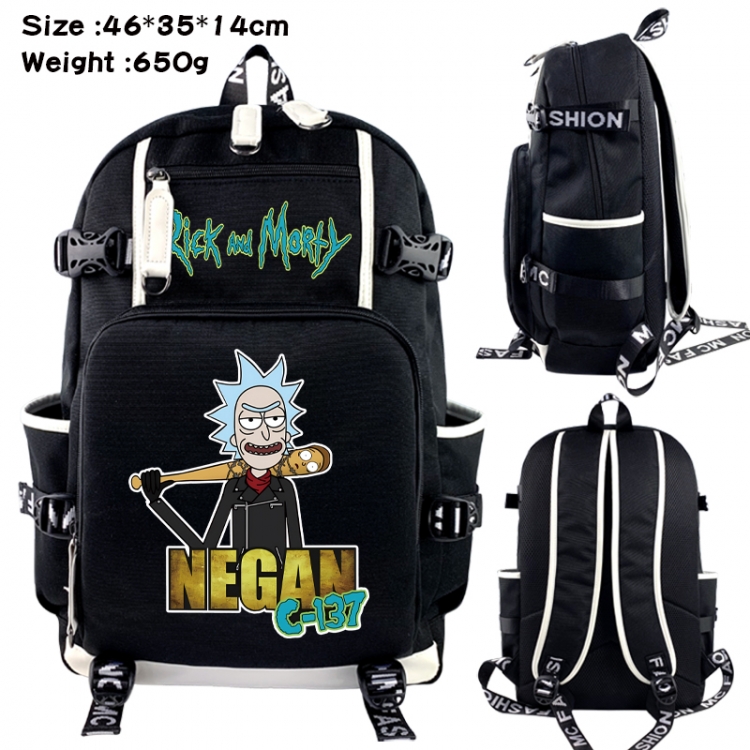 Rick and Morty Data USB backpack Cartoon printed student backpack 46X35X14CM 650G